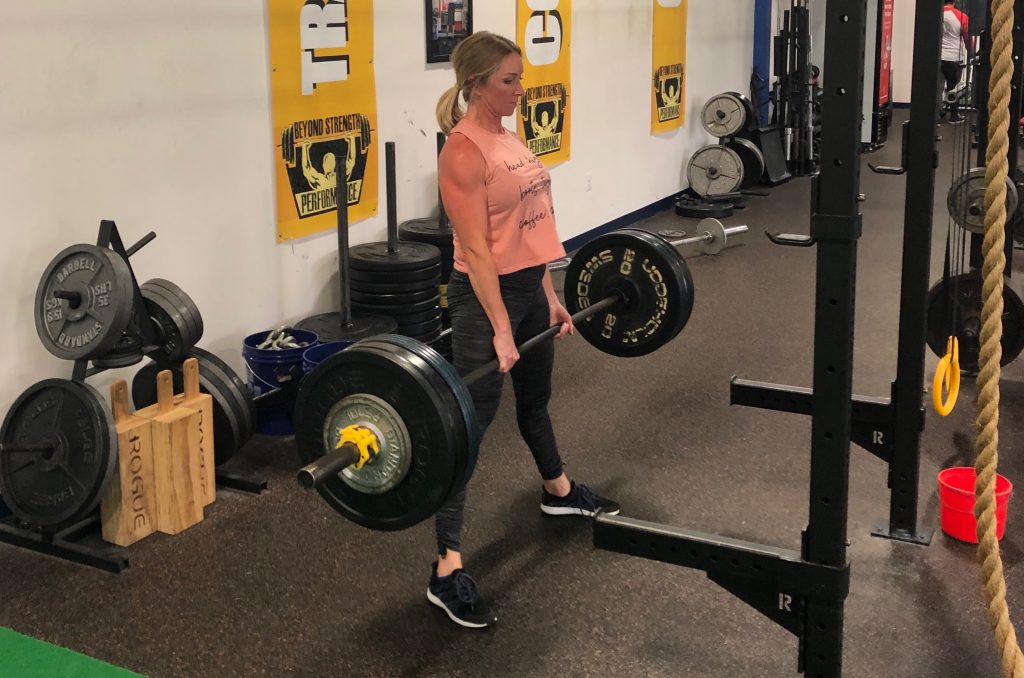 Jess deadlifting