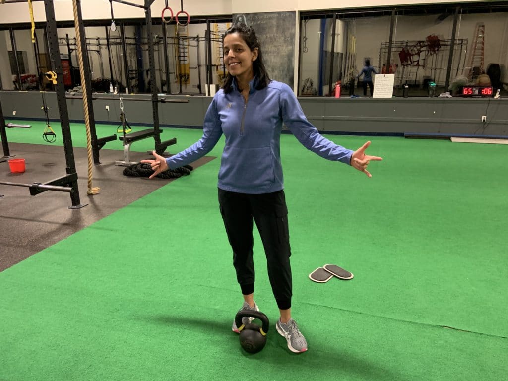 Jasmin having fun in Metabolic Conditioning class at Beyond Strength in Sterling, Virginia