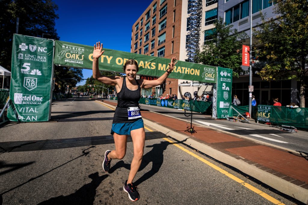 a runner finishing a marathon