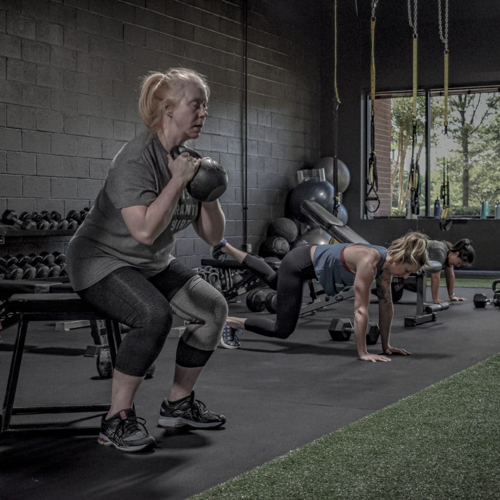 Linda, Jess, and Megan training at Beyond Strength in Sterling, VA