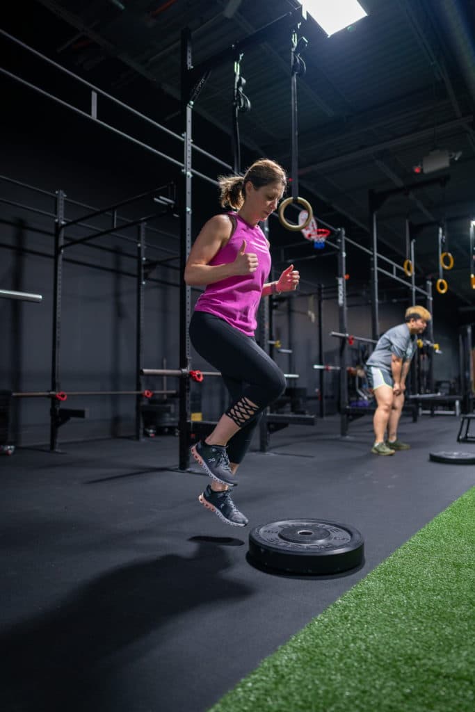 Danielle doing plyos at Beyond Strength in Sterling, Virginia