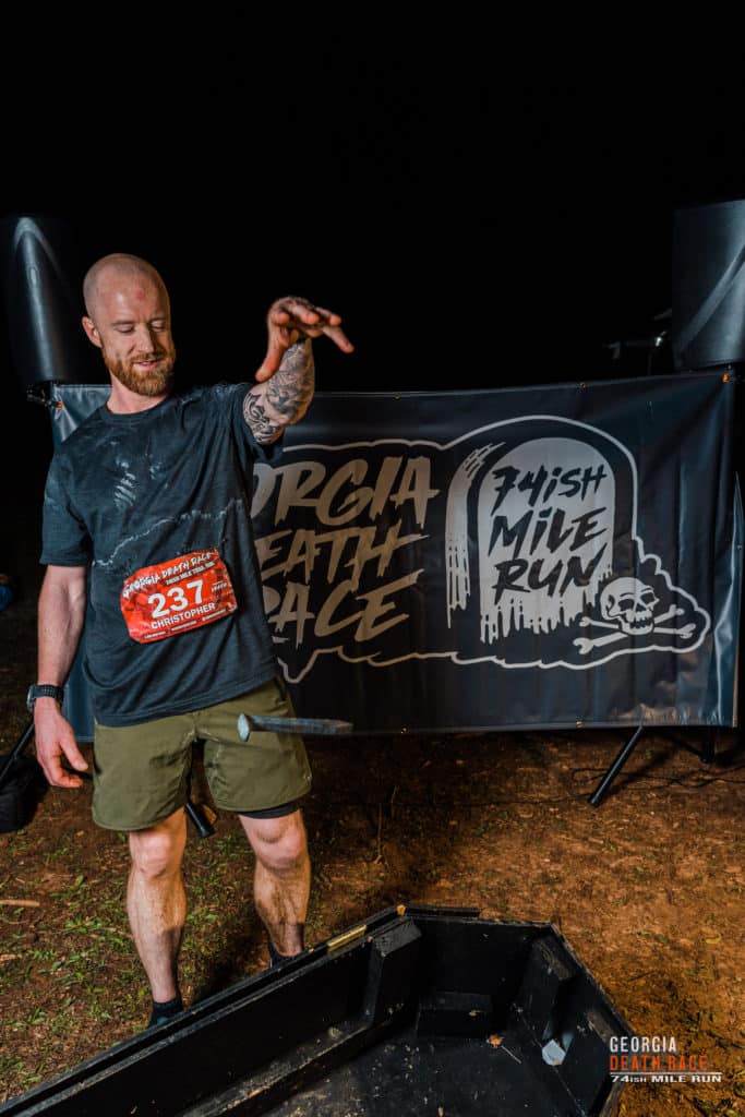 Chris finishing the Georgia Death Race and dropping the nail in the coffin