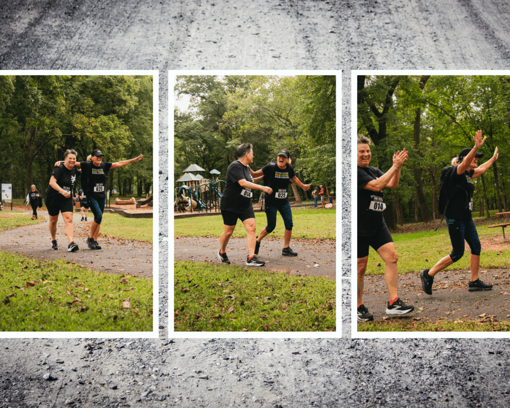 Suzanne Powell finishing the RCR | 313 with Beth Bednarek cheering her on